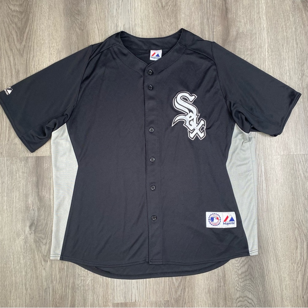 Chicago White Sox Jersey Mens XL Black Majestic MLB Baseball‎ Blank Button